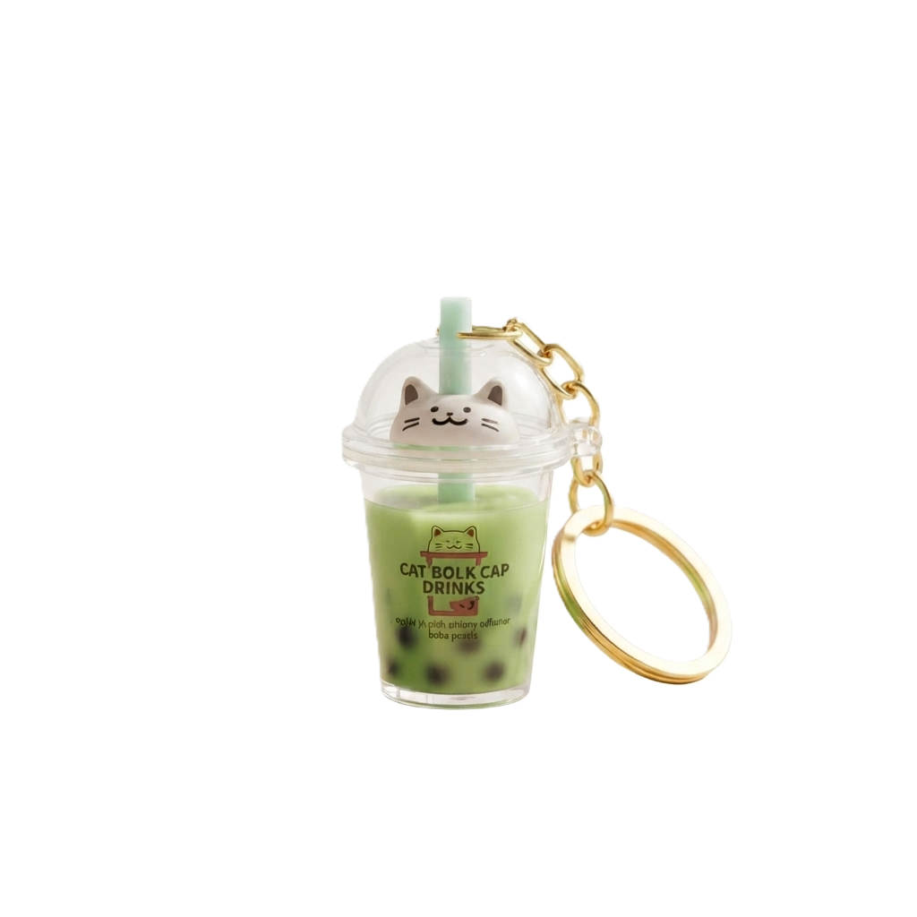 Cute Matcha Boba Key Ring