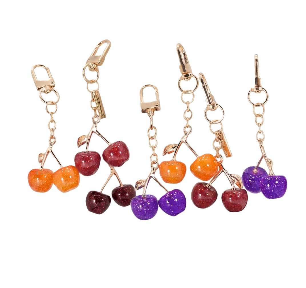 Mini Glitter Cherry Bag Charm & Keychain